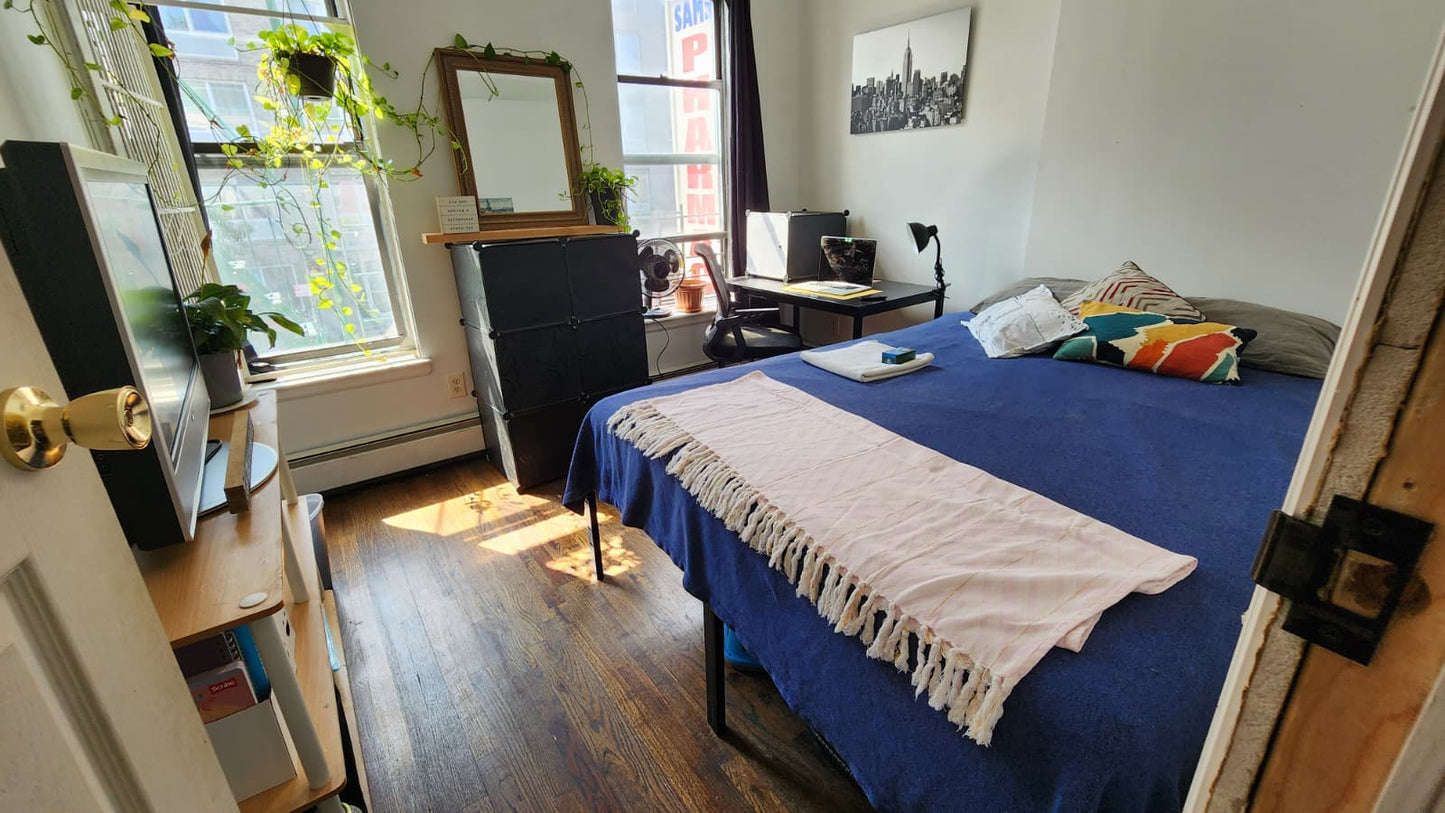 Large furnished room in the heart of Brooklyn. Access to several train lines.
